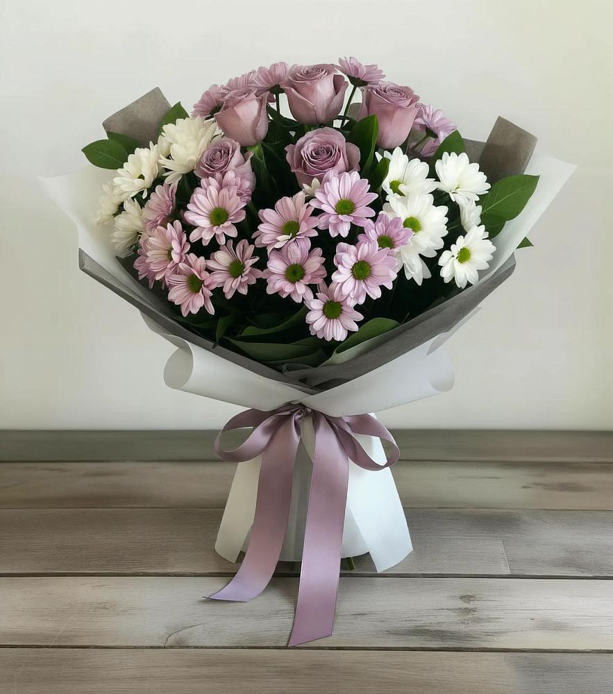 Букет цветов из: Хризантемы и Розы в городе Учалы