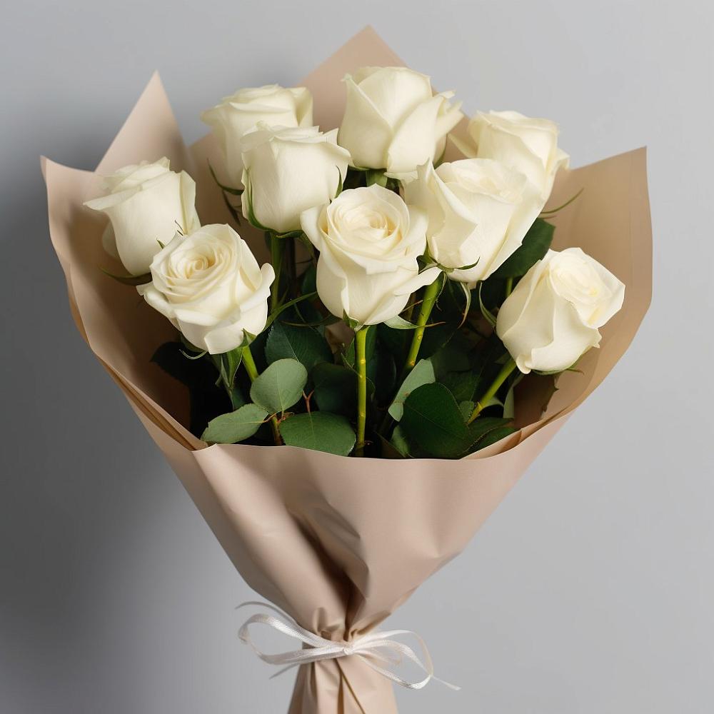 Букет 9 Белых роз Эдлесс Лав в городе Учалы