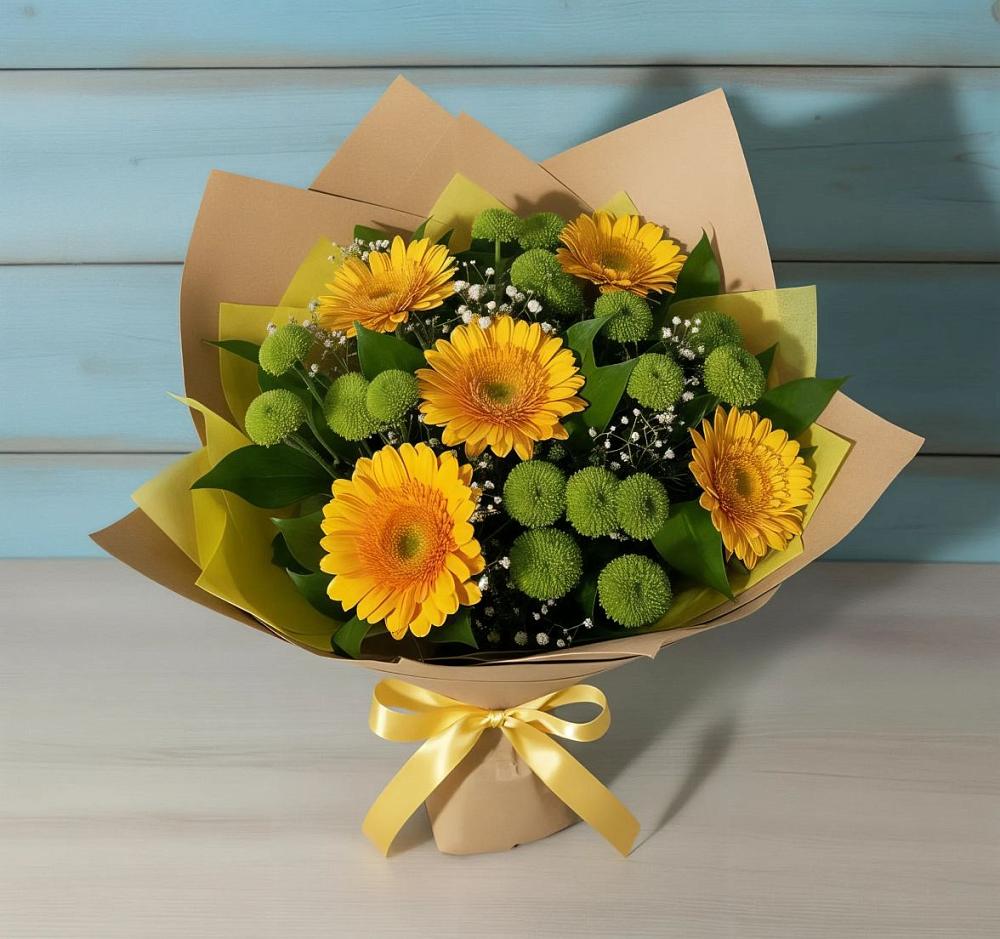 Букет цветов из: Герберы и Хризантемы в городе Учалы