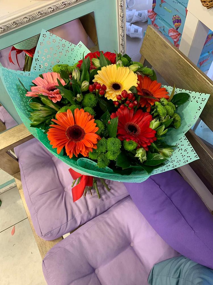 Букет цветов из: Герберы, Хризантемы и Альстромерии в городе Учалы