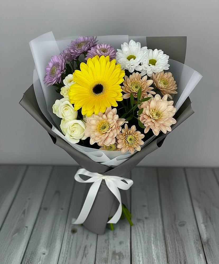 Букет цветов из: Розы, Герберы и Хризантемы в городе Учалы