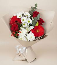 Букет цветов из:  Розы, Хризантемы, Герберы и Лилии в городе Учалы