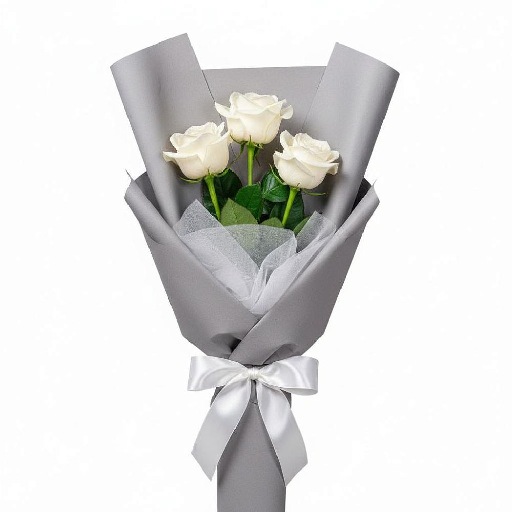 Букет 3 белые розы в городе Учалы
