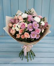 Букет цветов из:  Хризантемы, Розы и Альстромерии в городе Учалы