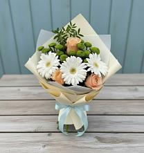 Букет цветов из:  Герберы, Розы и Хризантемы в городе Учалы