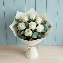 Букет Белые розы в Эвкалипте в городе Учалы
