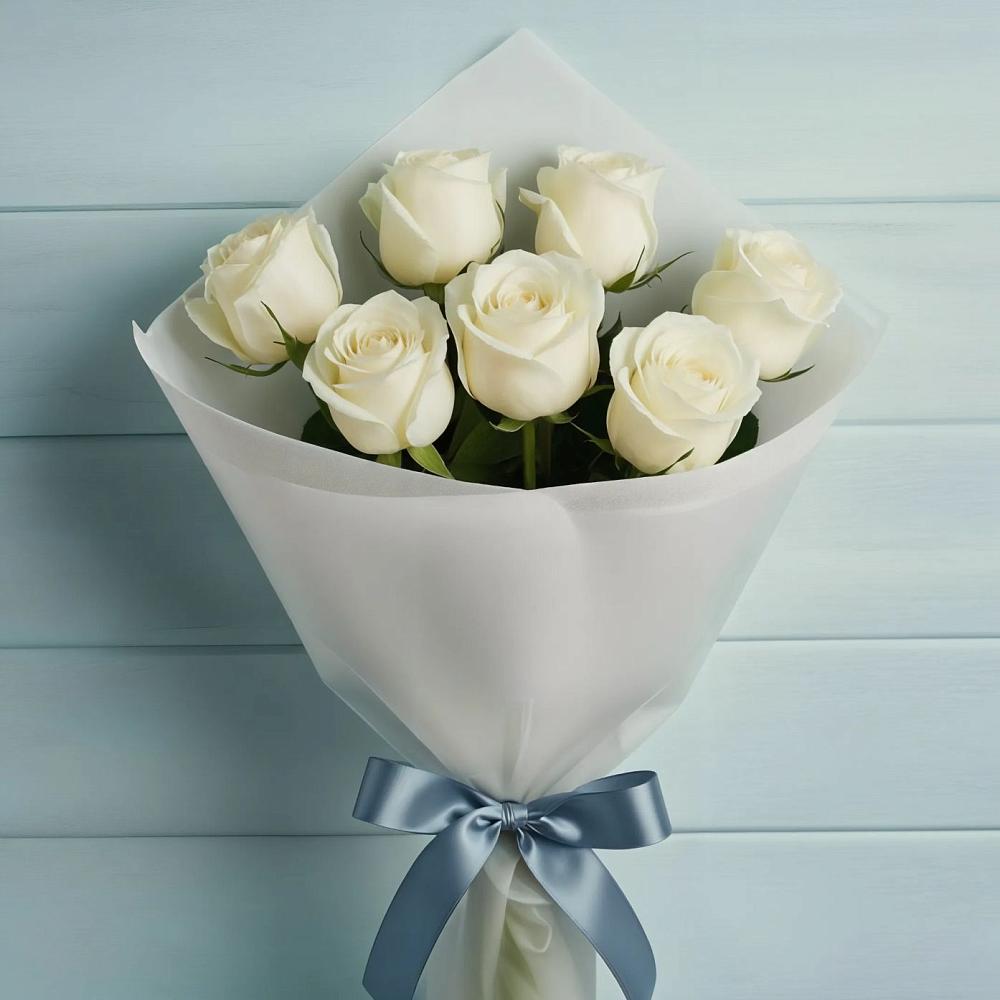 Букет 7 Белых роз Эдлесс Лав в городе Учалы